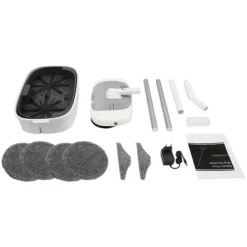 Elektrisk mopp, 180° rotation, 40 W dubbla motorer, 0,11 gal vattentank, LED-ljus, för trä- och klinkergolv, mörkgrå