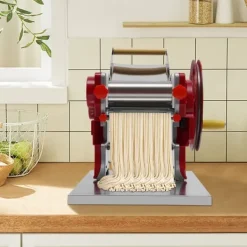 Pastamaskiner-Elektrisk Nudeltillverkare, Justerbar Nudeltjocklek, För 5-10 Personer, Hållbart Rostfritt Stål