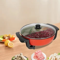 Elektrisk Shabu Hot Pot - Gryta med värmebas - 1360 W - 6 L kapacitet - Dubbelkammare 2 fack - 220 V - För familj & restaurang