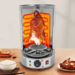Elektrisk Shawarma/Döner Grill - Vertikal Rotisseri - Automatisk Rotation - Droppbricka - 2,5 kW - 220 V EU-kontakt - 29,5×38×48 cm