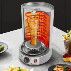 Elektrisk Shawarma/Döner Grill - Vertikal Rotisseri - Automatisk Rotation - Droppbricka - 2,5 kW - 220 V EU-kontakt - 29,5×38×48 cm