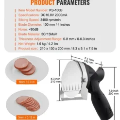 Elektriska Knivar-Elektrisk shawarmakniv, sladdlös, turkisk döner kebab köttskärare med 2 blad.