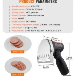 Köttskivare-Elektrisk shawarmakniv, 21x13x20 cm, rostfritt stål