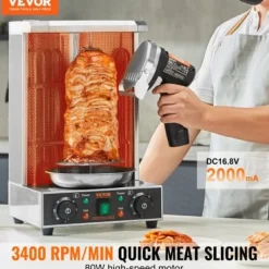 Köttskivare-Elektrisk shawarmakniv, 21x13x20 cm, rostfritt stål