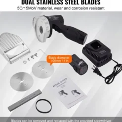 Köttskivare-Elektrisk Shawarma-kniv, 21x13x20 cm, Rostfritt stål, Justerbar tjocklek