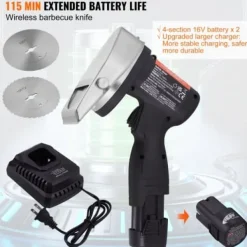 Köttskivare-Elektrisk Shawarma-kniv, 21x13x20 cm, Rostfritt stål, Justerbar tjocklek