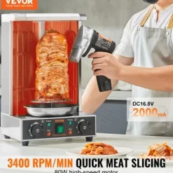 Köttskivare-Elektrisk Shawarma-kniv, 21x13x20 cm, Rostfritt stål, Justerbar tjocklek