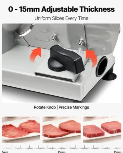 Elektrisk skärmaskin - Påläggsmaskin - Bladdiameter 170 mm - Effekt 150 W - Justerbar skivtjocklek 0–15 mm - För fryst kött och bröd