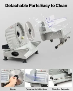 Elektrisk skärmaskin - Påläggsmaskin - Bladdiameter 170 mm - Effekt 150 W - Justerbar skivtjocklek 0–15 mm - För fryst kött och bröd