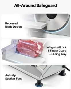 Elektrisk skärmaskin - Påläggsmaskin - Bladdiameter 170 mm - Effekt 150 W - Justerbar skivtjocklek 0–15 mm - För fryst kött och bröd