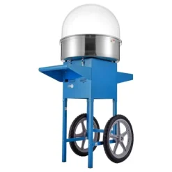 Elektrisk sockervaddsmaskin med vagn, 1 000 W kommersiell godismaskin med lock, rostfri skål, sockerskopa och låda, perfekt för evenemang