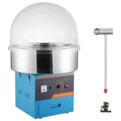 Elektrisk sockervaddsmaskin 1000 W, kommersiell godismaskin med lock, rostfri skål, sockerskopa, perfekt för fest och evenemang