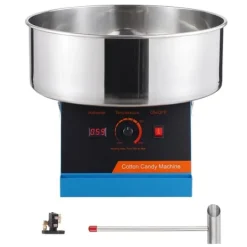 Elektrisk sockervaddsmaskin 1000 W, kommersiell godismaskin med rostfri skål och sockerskopa, perfekt för fester och evenemang