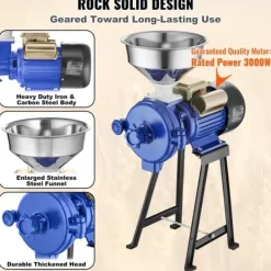 Matkvarnar-Elektrisk spannmåls kornkvarn 3000W, majs och vete, hög effekt, effektiv malning, kompakt design för köket