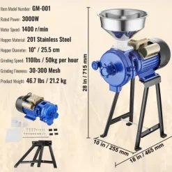 Matkvarnar-Elektrisk spannmåls kornkvarn 3000W, majs och vete, hög effekt, effektiv malning, kompakt design för köket