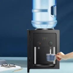 Elektrisk vattenautomat & vattenkylare - Bordsmodell - Varm & kall - 550 W snabb uppvärmning - 75 W kylning - För hem, kontor, husbil - Svart