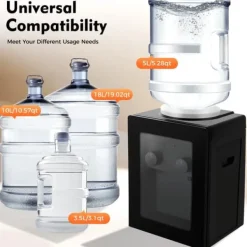 Vattenkylare-Elektrisk vattendispenser/vattenkylare - Bordsmodell - Varm & kall, Toppmatad, 220V 50Hz, 550W/75W, För 3,5–18,9 L dunkar - Svart