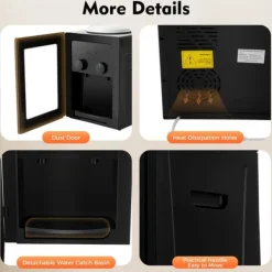 Vattenkylare-Elektrisk vattendispenser/vattenkylare - Bordsmodell - Varm & kall, Toppmatad, 220V 50Hz, 550W/75W, För 3,5–18,9 L dunkar - Svart