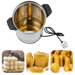 Dryckvärmare-Elektrisk vaxsmältare - 10 l smältgryta - Temperaturkontroll - Enkel hällpip - För ljusgjutning - Silver