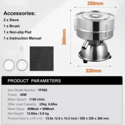 Durkslag & Silar-Elektrisk vibrerande siktmaskin, 40+60 Mesh, Automatisk sifter, shaker, hög effektivitet, justerbar hastighet