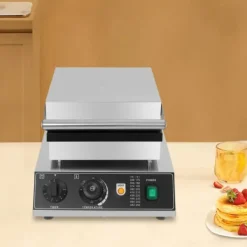 Elektriskt våffeljärn - Kommersiellt - Dubbelt, rektangulär form - 2000 W - Temperatur 50–300 °C - Timer 0–5 min - Gjutaluminium & rostfritt stål