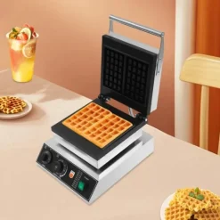 Elektriskt våffeljärn - Kommersiellt - Dubbelt, rektangulär form - 2000 W - Temperatur 50–300 °C - Timer 0–5 min - Gjutaluminium & rostfritt stål