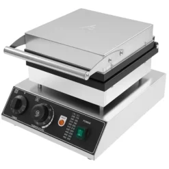 Elektriskt våffeljärn - Kommersiellt - Dubbelt, rektangulär form - 2000 W - Temperatur 50–300 °C - Timer 0–5 min - Gjutaluminium & rostfritt stål