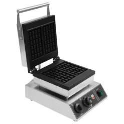 Elektriskt våffeljärn - Kommersiellt - Dubbelt, rektangulär form - 2000 W - Temperatur 50–300 °C - Timer 0–5 min - Gjutaluminium & rostfritt stål