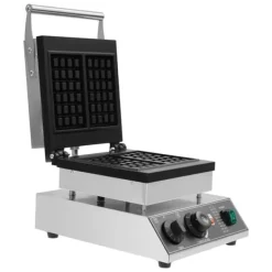 Elektriskt våffeljärn - Kommersiellt - Dubbelt, rektangulär form - 2000 W - Temperatur 50–300 °C - Timer 0–5 min - Gjutaluminium & rostfritt stål