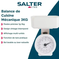 Köksvågar-Elektronisk köksvåg - SALTER - 112 WHWHDR - Precision 25g - 15 års garanti - Lätt att förvara
