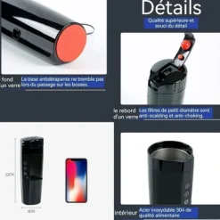 Elkanna INNOVTEC 400ml 12/24V 100°C Rostfritt stål 304 bilkokare vattenkokare Ta med svart