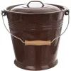 Rengöringsutrustning-Emaljerad mjölkhink med lock, brun 10 l