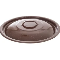 Rengöringsutrustning-Emaljerad mjölkhink med lock, brun 10 l