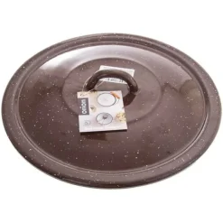 Rengöringsutrustning-Emaljerad mjölkhink med lock, brun 10 l