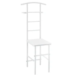 [en.casa] Kläd- & Garderobsförvaring-® Klädbetjänt Anaheim-107x45x45cm-pulverlackerad metall-MDF- Sitshöjd: 45 cm-vit