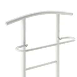 [en.casa] Kläd- & Garderobsförvaring-® Klädbetjänt Anaheim-107x45x45cm-pulverlackerad metall-MDF- Sitshöjd: 45 cm-vit