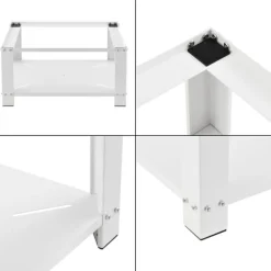 [en.casa] ® Tvättmaskinsstativ-Förhöjningssockel-med hylla-63x54x31cm-pulverlackerat stål-vit-max. belastning:150 kg
