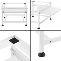 [en.casa] Tvättmaskiner-® Tvättmaskinstativ-Förhöjningssockel-med utdragbar hylla-63x54x41cm-pulverlackerat stål-vit-max.belastning:150kg