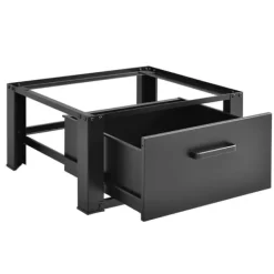 [en.casa] Tvättmaskiner-® Tvättmaskinstativ-Förhöjningssockel-med utdragbar låda-63x54x31cm-stål-svart-max150kg