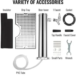 Ölkranar-entapps öltorn i rostfritt stål med droppbricka, kompletta tillbehör, enkel montering, applikation för flera scener
