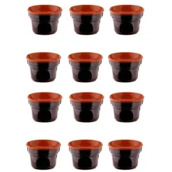 Fondueset-ERBJUDANDE 12 FÖR FÖR BAGNA CAUDA CM 14 BRUNA TERRE D'UMBRIA + 50 T-LIGHT LJUS SOM GÅVA