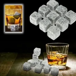 Fablcrew Set med 9 återanvändbara granitwhiskystenar Glaccedilons Täljstenskylare B762