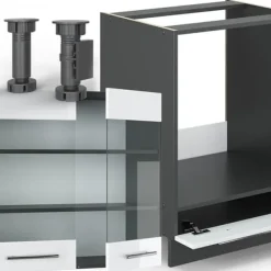 Fame-Line hörnkök, 160 x 190 cm, PT Ek, Blank vit/Antracit, Vicco