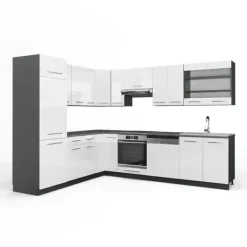 Fame-Line hörnkök, 227 x 287 cm, PT Antracit, Blank vit/Antracit, Vicco