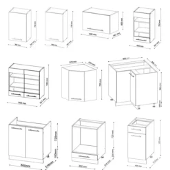 Fame-Line hörnkök, 160 x 60 cm utan bänkskiva, Lanthus antracit/vit, Vicco