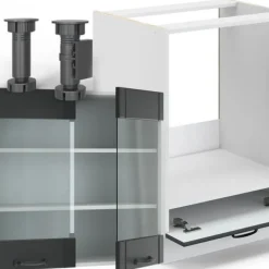 Fame-Line hörnkök, 160 x 60 cm utan bänkskiva, Lanthus antracit/vit, Vicco