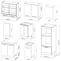 Monteringsfärdiga Kök & Pentryn-Fame-Line kök, 300 cm med högskåp, PT Marble, Country vit/vit, Vicco