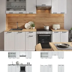 Fame-Line kök, 240 cm, PT antracit, Country vit/vit, Vicco