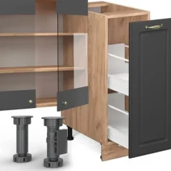 Fame-Line kök, 280 cm, PT Antracit, Country Antracit/Golden Oak, Vicco