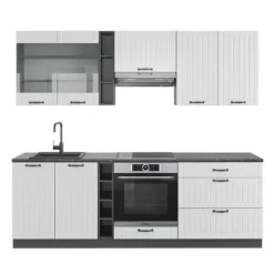 Monteringsfärdiga Kök & Pentryn-Fame-Line kök, 235 cm, PT Antracit, Stuga vit/antracit, Vicco